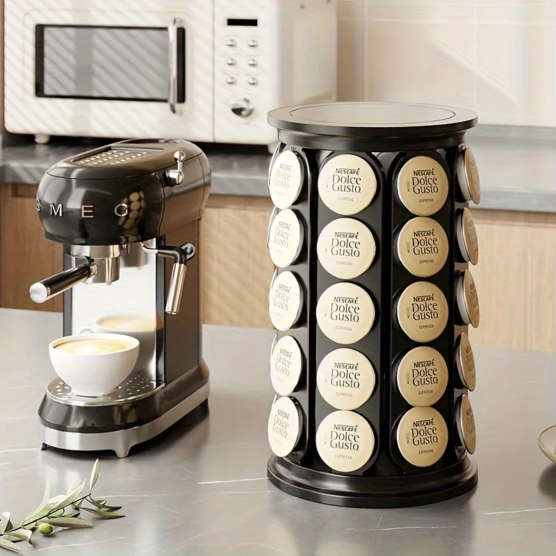 New Capsule Coffee Shelf360Degree Rotating Storage and Storage Rack Milk Capsule Hanging Capsule Display Rack,Can Accommodate40O