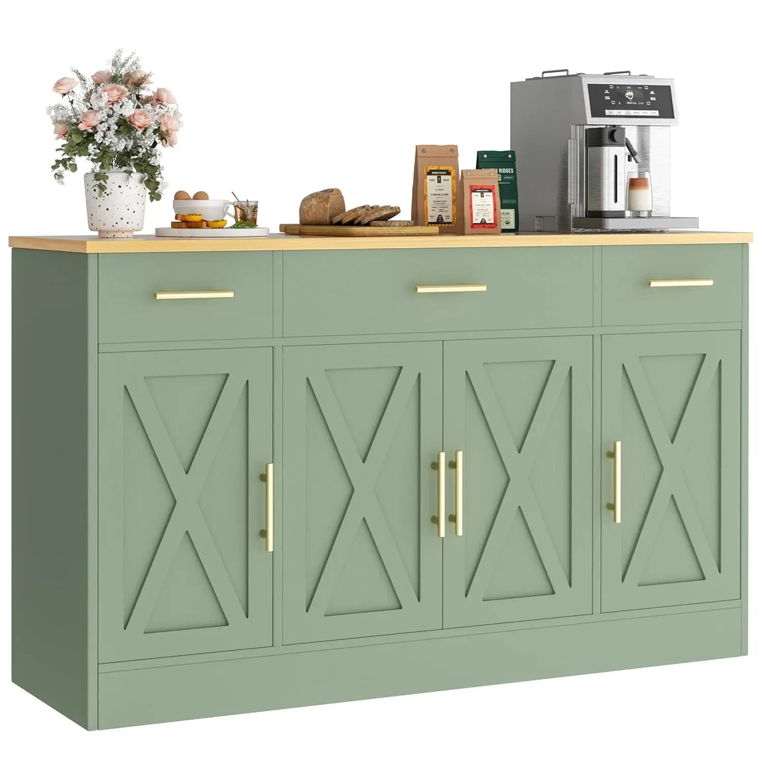 53" Large Buffet Cabinet Storage Sideboard Adjustable Shelves Drawers Kitchen Dining Room Custom - Image 16