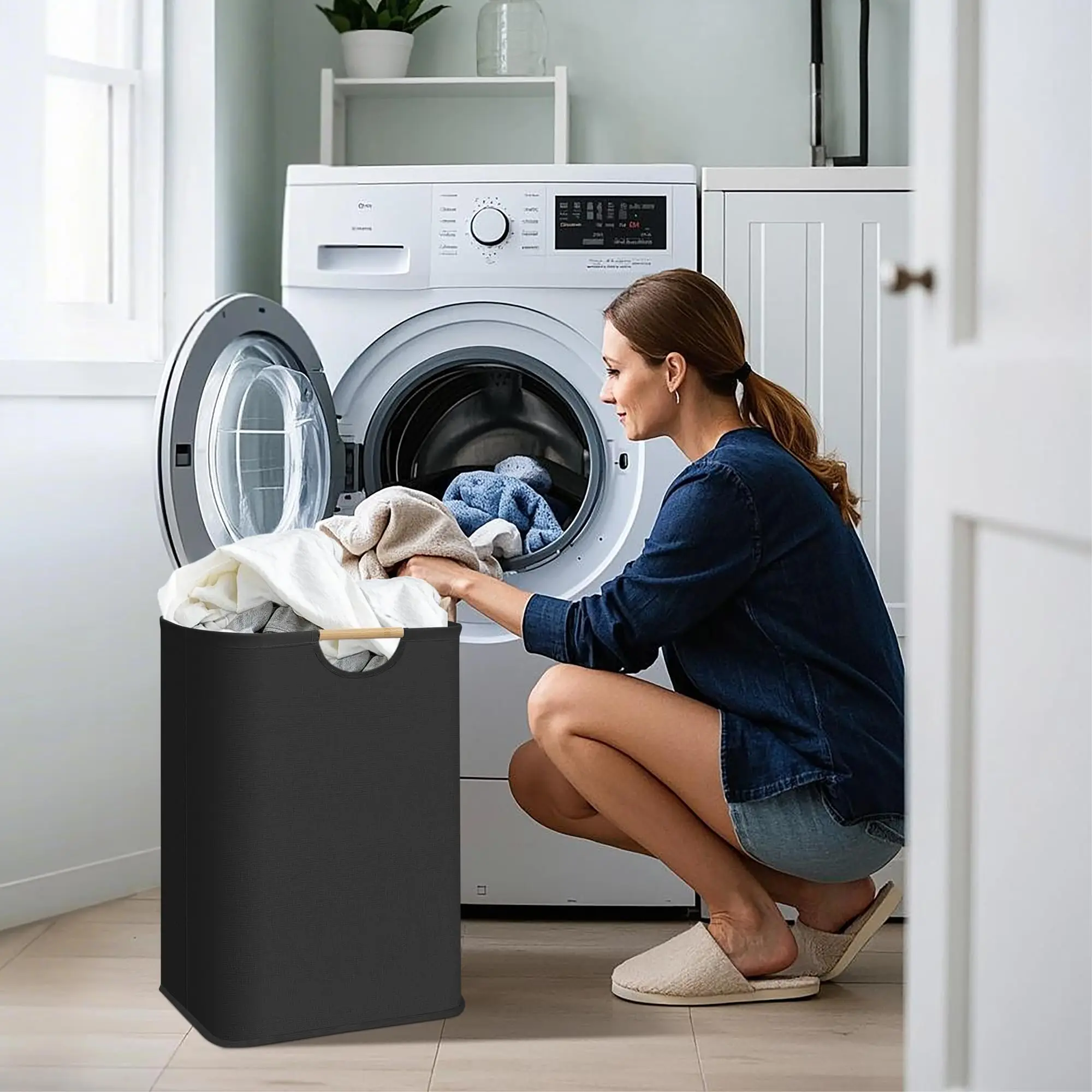 Large Collapsible Laundry Basket Standalone Laundry Hamper for Laundry Rooms Bedrooms Bathrooms And College Dorms Laundry Basket - Image 13