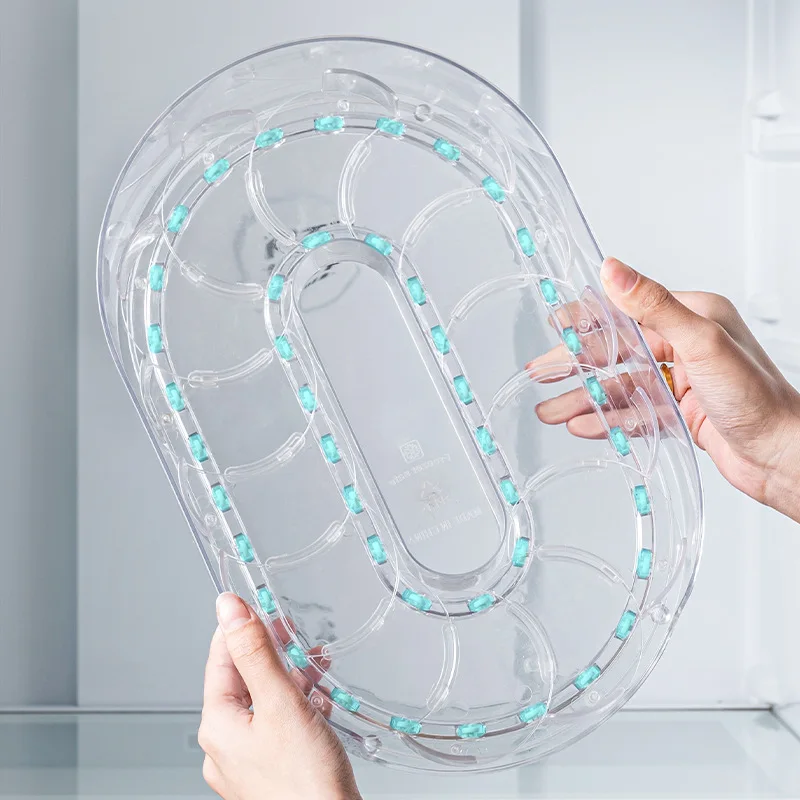 360 Rotating Refrigerator Storage Box Multifunctional Spice Organizer Simple Drink Tray for Kitchen Countertop - Image 3