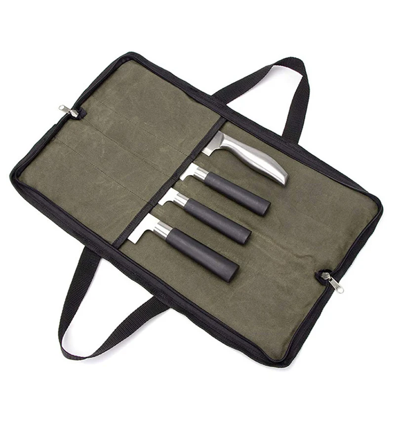 Chef Knives Storage Pouch Organizer Slicing Cleaver Carry Case Pocket Tools Professional Kitchen Knife Roll Bag 4 Slot Portable - Image 6