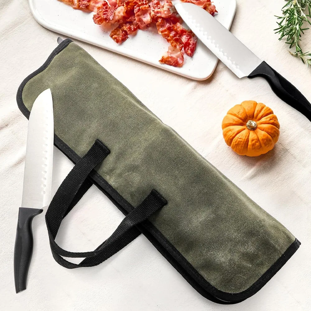 Chef Knives Storage Pouch Organizer Slicing Cleaver Carry Case Pocket Tools Professional Kitchen Knife Roll Bag 4 Slot Portable - Image 2
