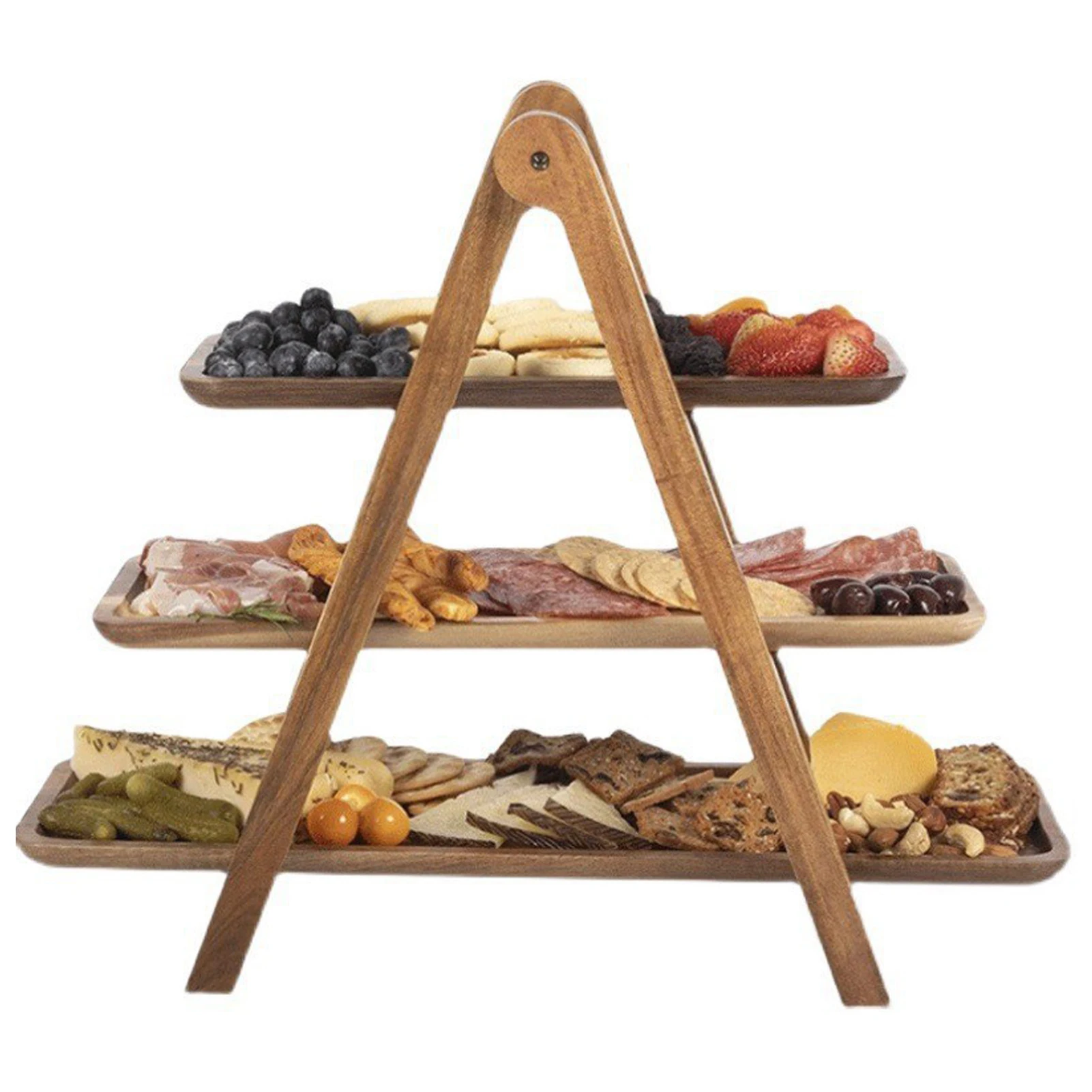 3 Tier Wooden Tray Wood Tiered Tray Decor Cake Stand Farmhouse Tiered Tray Party Serving Dishes And Platters Trays - Image 6