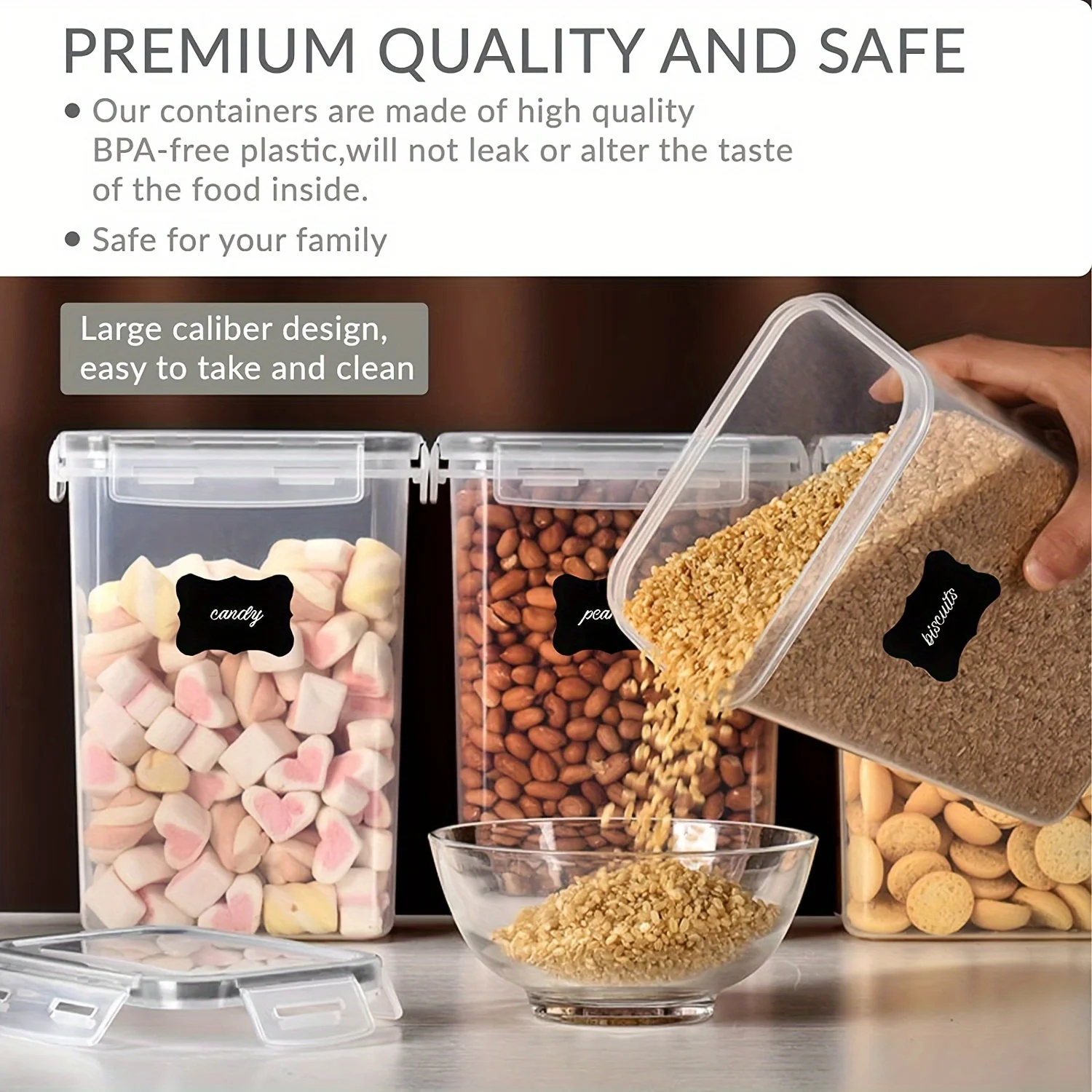 6Pcs Airtight Food Storage Containers Kitchen Pantry Storage Containers For Sugar, Flour And Baking Supplies Kitchen Accessories - Image 12