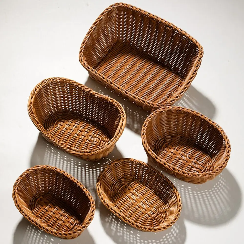 New Hardness Rattan Wicker Woven Serving Baskets Household 10 Styles Handwoven Bread Fruit Vegetables Basket Rattan Basket - Image 2