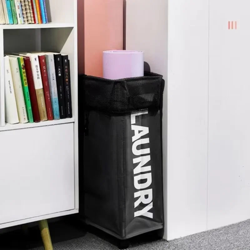 Beige Foldable Laundry Basket with Wheels, Large Waterproof Storage for Dirty Clothes Yoga Mat Home Organization - Image 12
