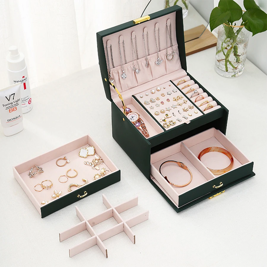 1PC, lock arch three-layer jewelry box, suitable for all kinds of jewelry storage - Image 5