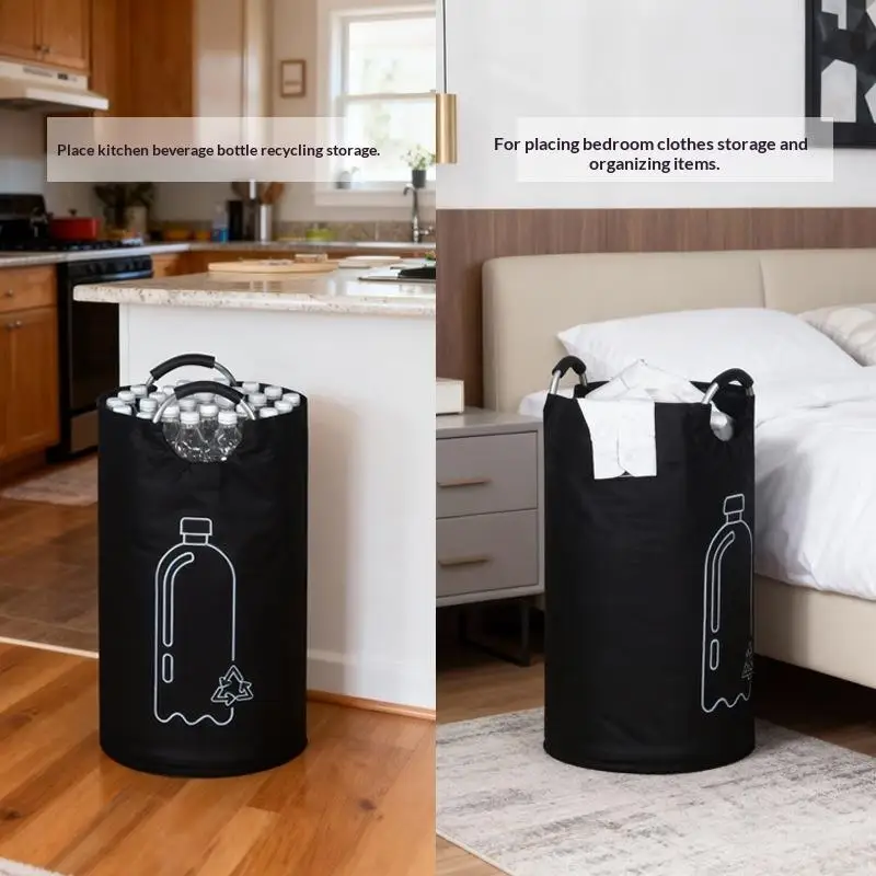 Big Space 82L Bottle Collection Basket with Comfortable Aluminum Handle, Folding Waste Bottle Storage, Recycling Bin. - Image 8