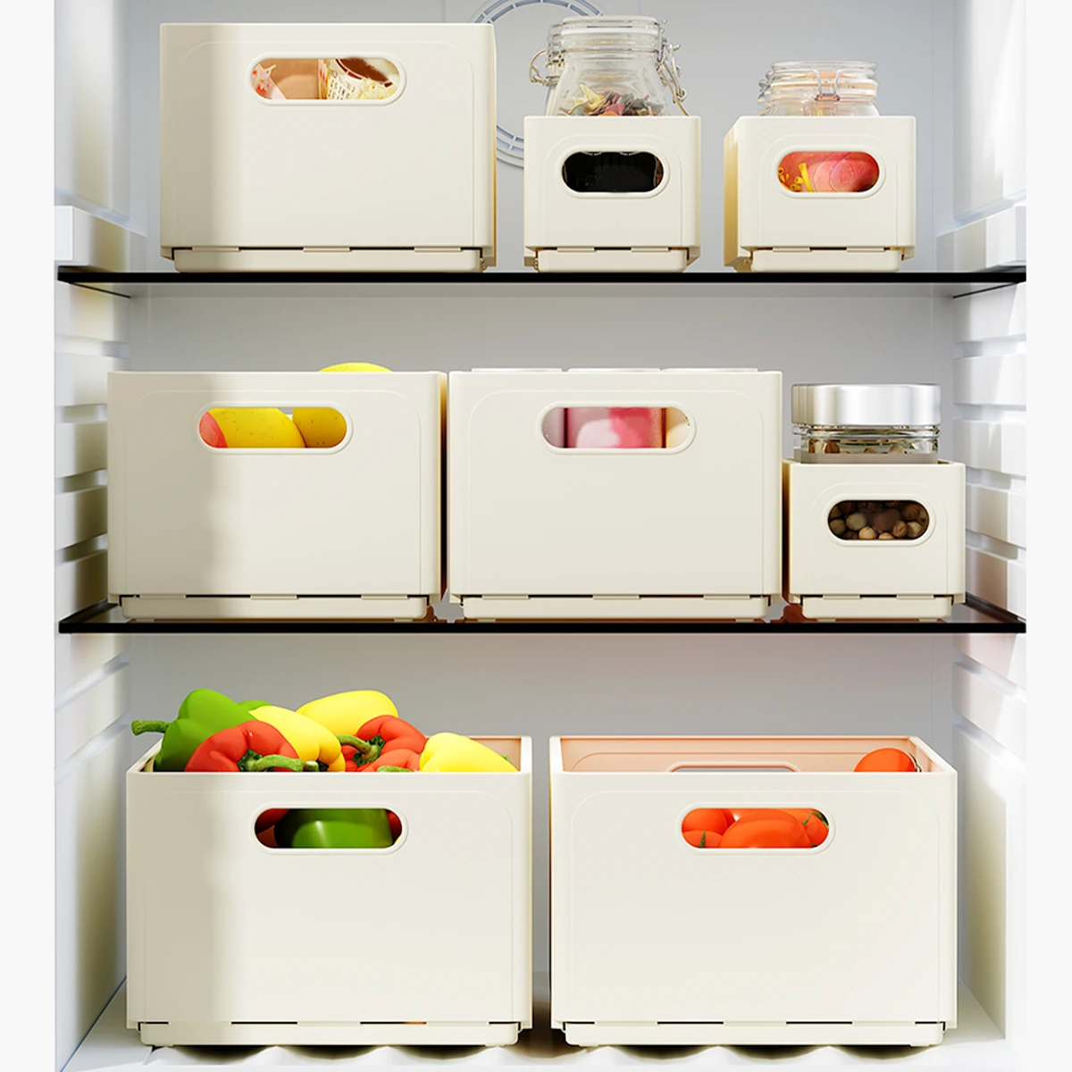 WORTHBUY Multi-functional Foldable Plastic Storage Box Kitchen Storage Organization Seasoning Jar Organizer Box Food Contianer - Image 4