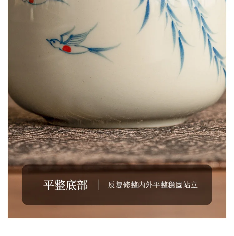 Warm Warbler, New Willow Grass Wood Grey Tea Sealed Ceramic Can High End Portable Small Moisture Proof Mini Storage Can - Image 32