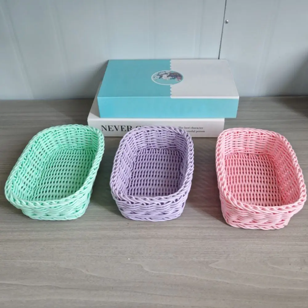 New Hand Woven Imitation Rattan Basket Plastic Heart Shape Wicker Basket Storage Basket Photo Props - Image 19