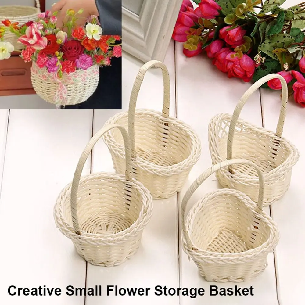 Beautiful Hand Made Flower Storage Basket Hand-Woven 3 Shapes Wicker Flower Basket Shopping Storage Hamper Basket