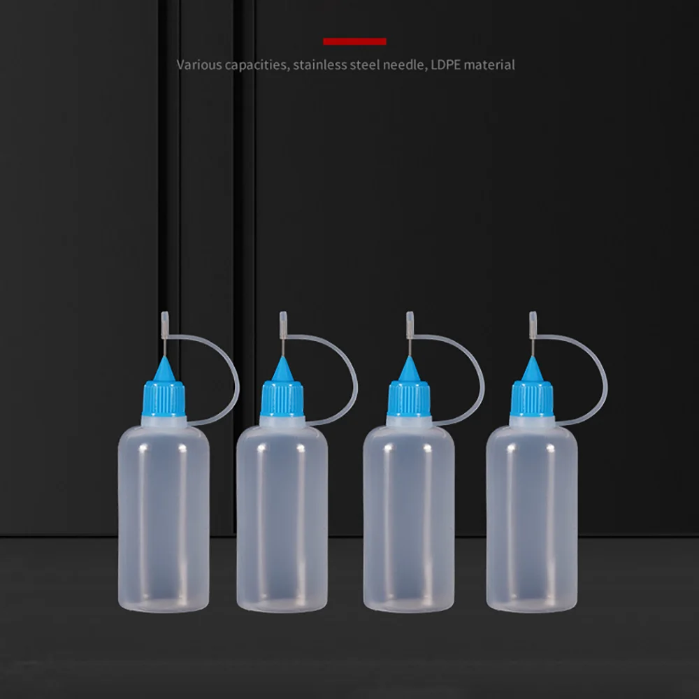 5ml 10ml 20ml 30ml 100ml 120ml PE Plastic Squeezable Tip Applicator Bottle Refillable Dropper with Needle Tip Caps Oil Bottles - Image 8